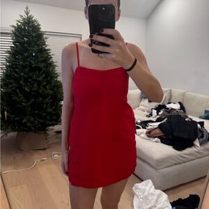 Abercrombie red linen romper